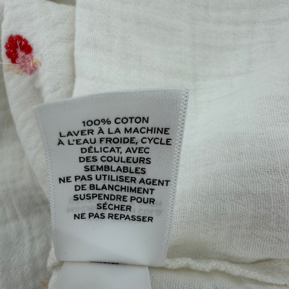 Caslon 100% Cotton White Gauze Embroidered Floral Blouse Plus Size 2X - Picture 5 of 6